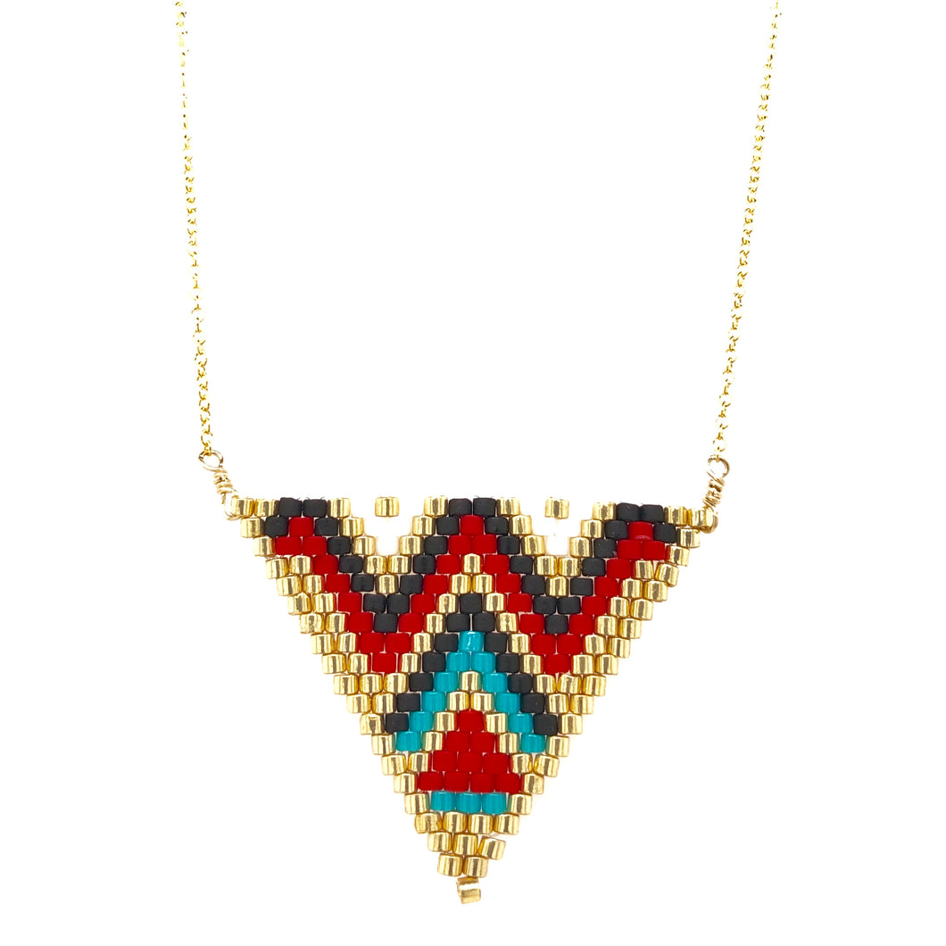 Seed Bead Tribal Triangle Necklace