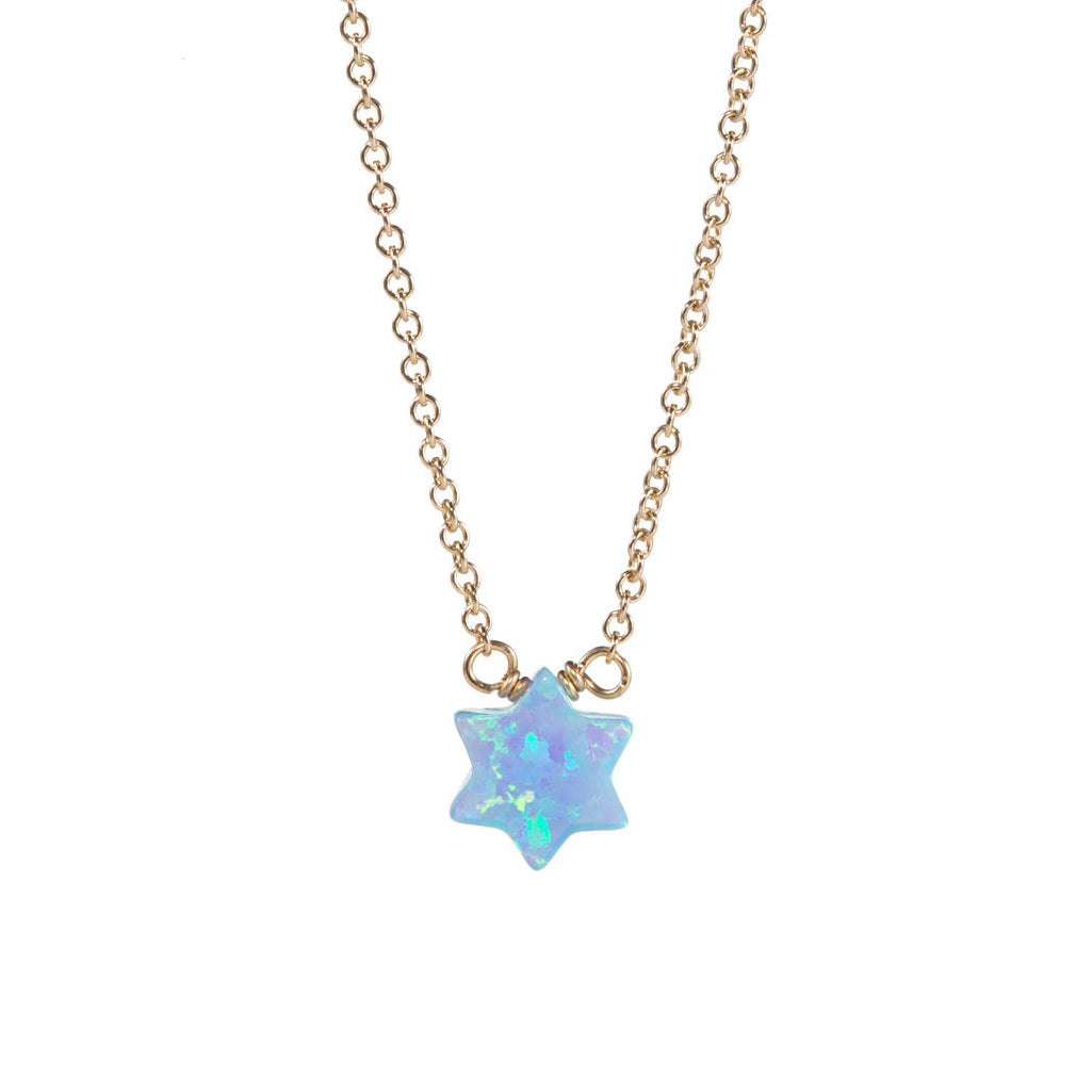 STAR OF DAVID | Opal Charm on a Gold Filled Chain Necklace