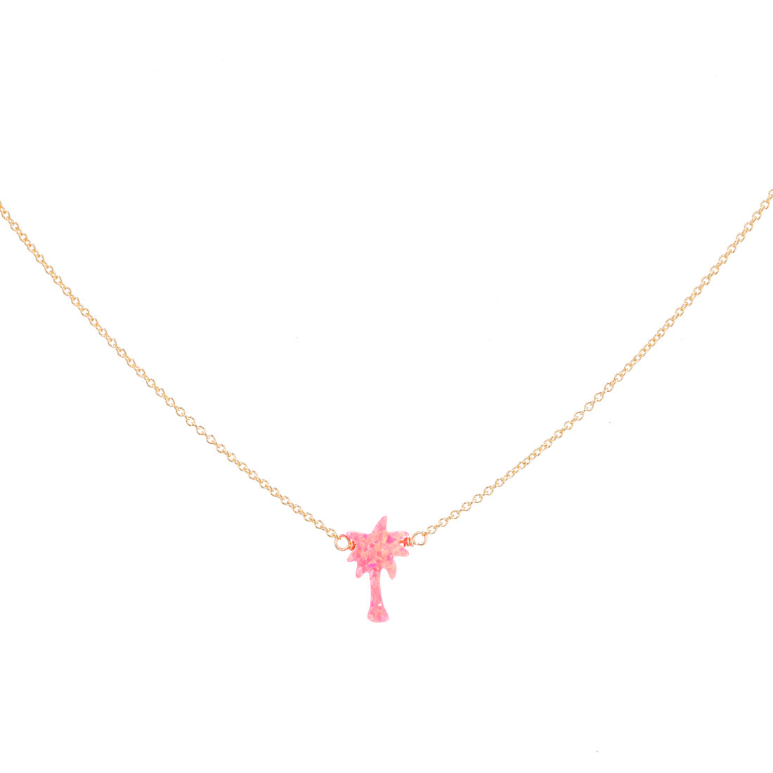 PALM TREE | Opal Charm on a Gold Filled Chain Necklace