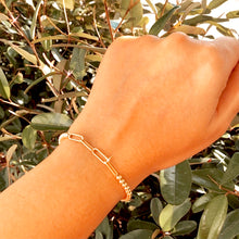 Classic Paperclip | Stretchy Charm with 4mm Gold Filled beads Bracelet