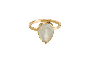 PREHNITE Semi-Precious Stone Bezel Ring (Round/Square/Teardrop)