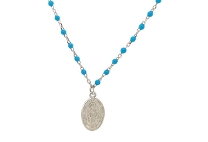 VIRGIN MARY DOTTED TURQUOISE NECKLACE