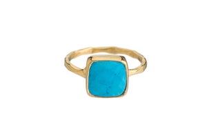 TURQUOISE Semi-Precious Stone Bezel Ring (Round/Square/Teardrop)