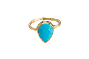 TURQUOISE Semi-Precious Stone Bezel Ring (Round/Square/Teardrop)