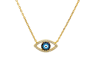 Evil Eye "ARIES" Turquoise & Sapphire CZ Necklace