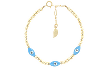 "TRIPLE OVAL EVILEYE" Opal Charm Bracelet