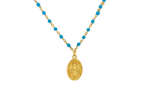 VIRGIN MARY TURQUOISE dotted Necklace