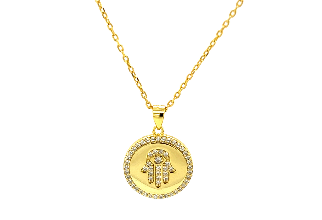 Hamsa Medallion Necklace