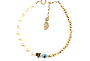 "HAZEL" 14k gold-filled & pearl beaded bracelet