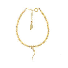 bara boheme | "ITALIAN HORN" Charm on Gold-Filled ball beaded Bracelet