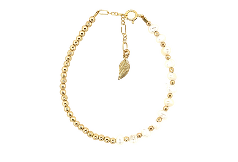 "IVY" 14k gold-filled & pearl beaded bracelet