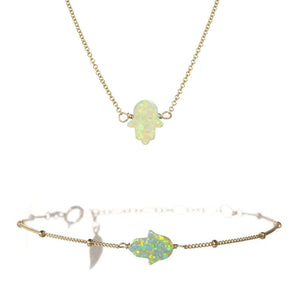 MEDIUM GOOD LUCK HAND NECKLACE & BRACELET SET