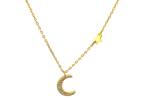 Moon + Star CZ Necklace