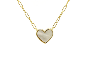 "Adore" Mother of Pearl Heart Necklace