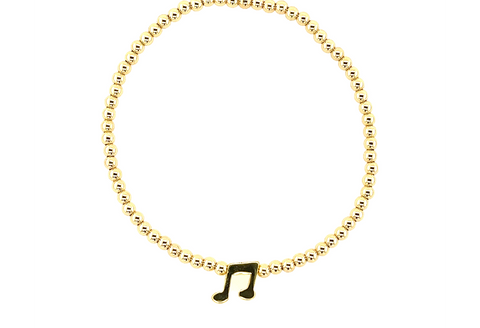 "Music Note" Charm Gold Filled Ball Bead Bracelet