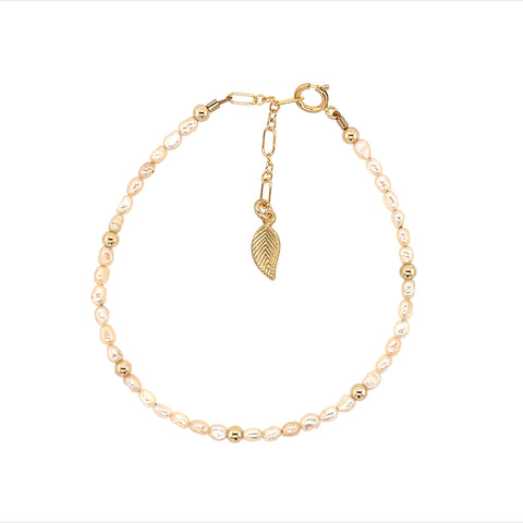 "SARA" 14k gold-filled & pearl beaded bracelet