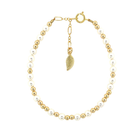 "VERA" 14k gold-filled & pearl beaded bracelet